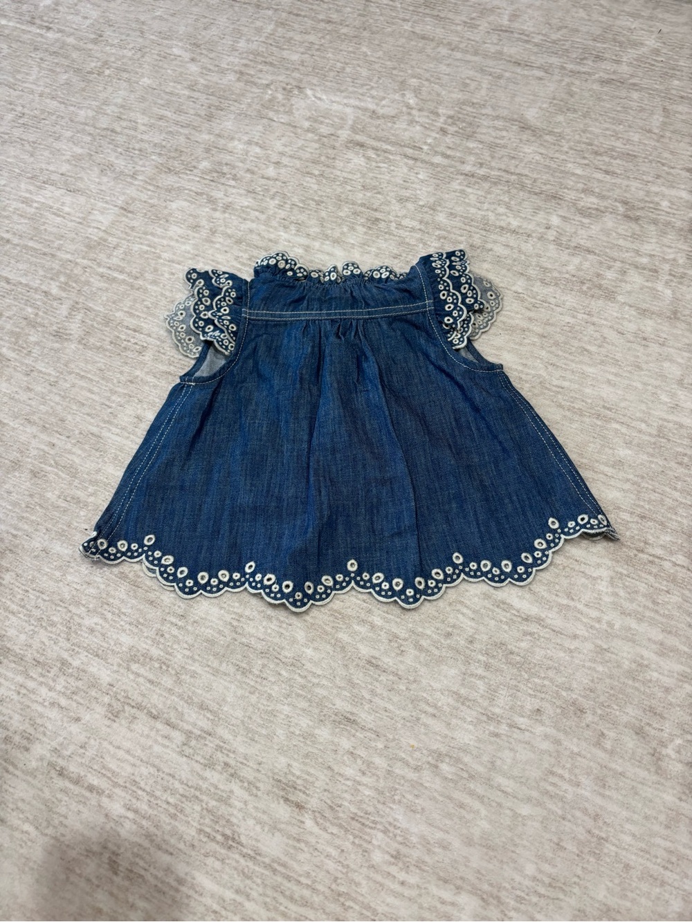 Zimmermann Blue Denim Eyelet Trim Girls Top - Picture 2 of 2